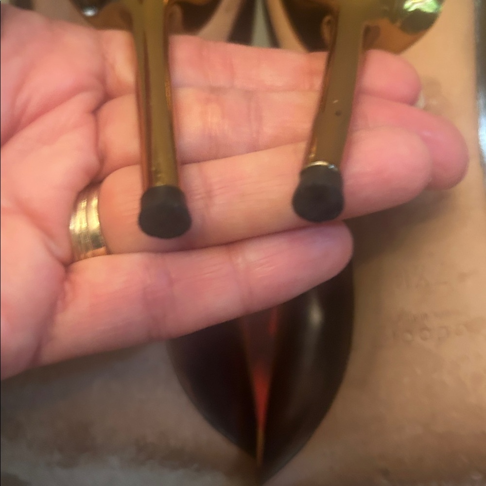 Gucci Metallic Mirror Gold Horse Bit Peep Toe Heels size 7.5 - Picture 12 of 17